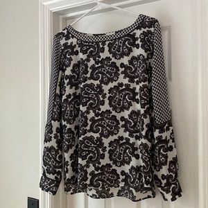 Loft Outlet Black & White Paisley Blouse Sz Small
